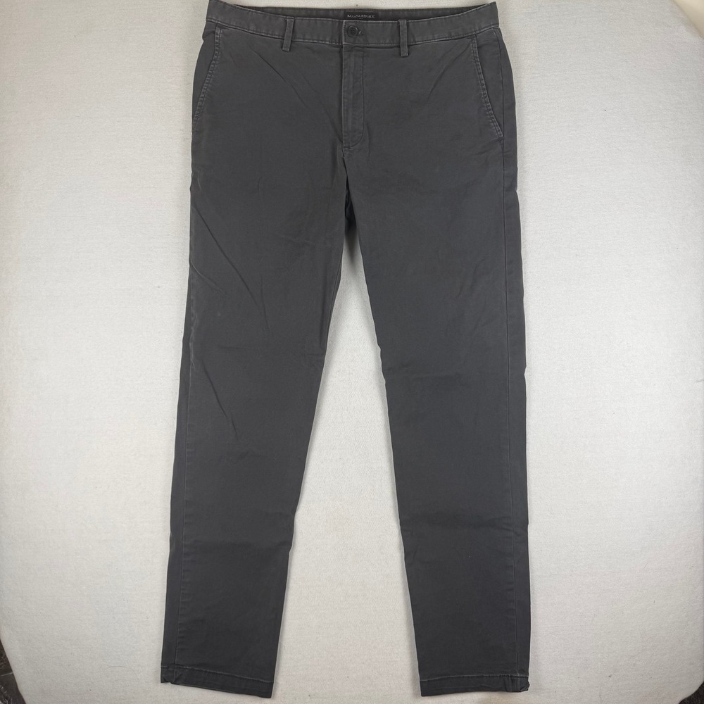 Banana Republic Mens Skinny Fit Chino Pants Charcoal Gray 36x36 Cotton Stretch